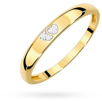MARKO Goldring 333 Gelbgold mit Zirkonia – Doppel-Herz Motiv – Damenring als Verlobungsring oder Geschenk - 8 karat Gold
