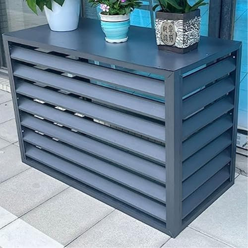 Outdoor Mini Split Luftkonditioneringsskydd, Multi-Use AC-stängsel med aluminiumram, Värmepumpsskydd, Dammskydd (Gray Flat Roof 100 * 50 * 70cm/39.4 * 19.7 * 27.6in)