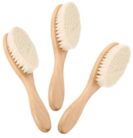 SEWACC 3pcs Massage Hairbrush Wood Handle Soft Bristles Boy Girl Scalp Scrubber for Gentle Head Massage Boy Girl Hair Brush Newborn Brush for Grooming