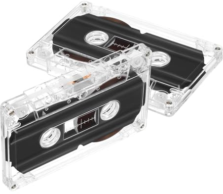 Operitacx 2 pièces Cassette Audio Vierge avec Boîtier Transparent Bande Denregistrement de Remplacement pour Magnétophone et Facile à Étiqueter pour Enregistreur Cassette