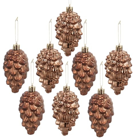 TOYZFRIENDY 8stücke Teiliges Weihnachts Kunststoff Kiefernzapfen Anhänger Glänzend Braun Leichter Christbaumschmuck Für Festliche Baum Raumdekoration