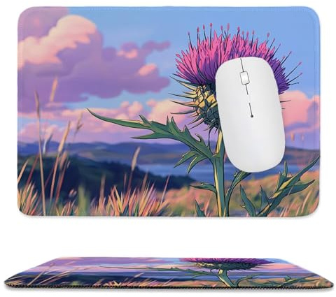 Gaming Mauspad 340 x 280 mm Klein Gaming Mousepad lila Blumen Klein Mauspad Schreibtischauflage, Genähte Kanten Mauspad, rutschfeste Gummibasis, Schreibtisch Schutz für Home Büro, Geschenke de-1196