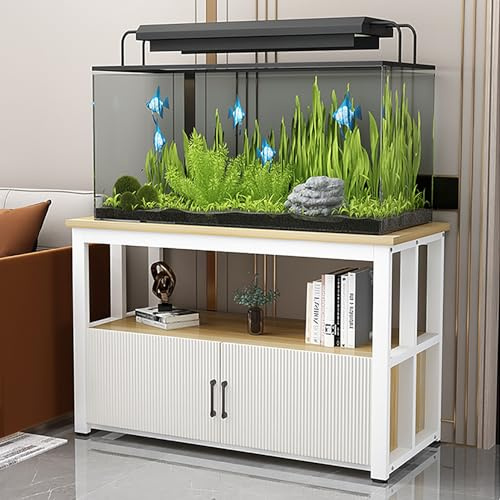 XRRJFYH Aquarium Unterschrank, Aquarium Schrank, 3-Stufig Aquariumschrank, Aquariumständer, Verstellbare Füße(Natural,90x45cm/35x18in)