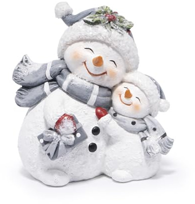Hodao Snowman Figurines Decorations, Resin Snowman Ornaments for Indoor Home Decor, Cute Holiday Figurine Gifts for Bedroom, Living Room, Winter New Year Gift，Office Table Display