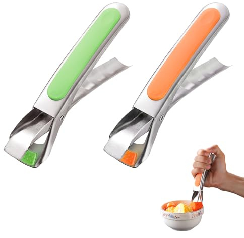 2PCS Hot Plate Gripper Kitchen Silicone Tongs for Air Fryer Heat-Resistant Stainless Steel Anti Scald Bowl Dish Holder Clip, Plate Gripper Compatible with Instant Pot Accessories, Microwave, Oven