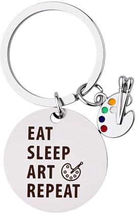 Funny Artist Palette Keyring Gift for Artist Art Gifts for Women Men Best Friend Birthday Gifts for Artists Painter Art Lovers Gift for Art Students Teachers Paint Brush Keyring Gift for Daughter Son