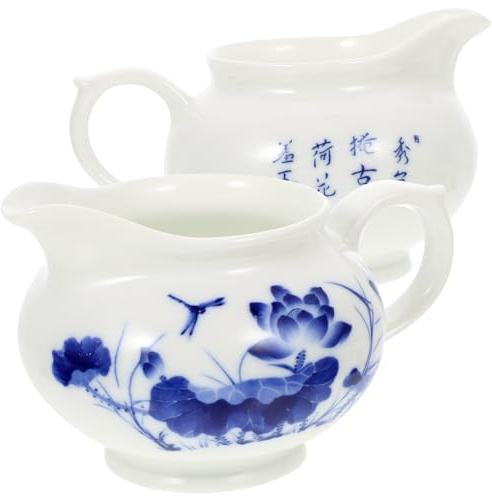 Lurrose Salsera de Cerámica Azul y 2 Piezas, Taza de Salsa para Mojar y Servir, Adecuado para Cocina y Restaurantes, Tarro de Condimentos Vertedor sin Goteo, Accesorio de Vajilla para