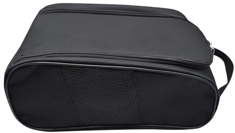 Vattentät skoväska – 22 x 12,5 x 31 cm väska med dragkedja, andningsbar resebärare, sport gymförvaring, bärbar unisex fotboll basket bowlingtillbehör | resor utomhusskor organiserare män, Svart, Refer