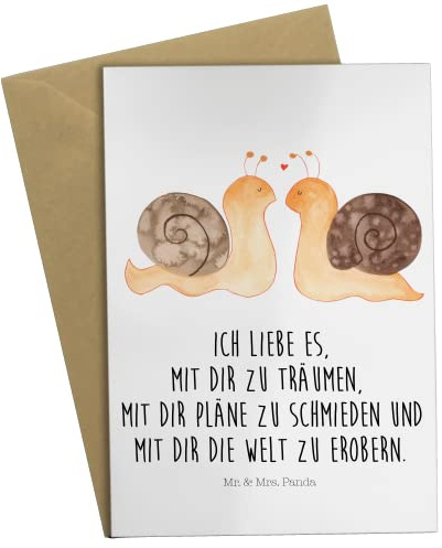 Mr. & Mrs. Panda Klappkarte Schnecken Liebe - Geschenk, Grußkarten, osterkarte, Freundin, einladungskarten, Pärchen, dankeskarten, Paar, Gemeinsam, Grußkarte, weihnachtskarten, Verliebt, Zukunft