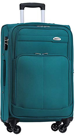 BEIBYE Leichter Stoffkoffer Kofferset Trolley Außentaschen Dehungsfuge mehr Stauraum mit Zahlenschloss (Turquoise, XL-Großer Koffer-74cm)