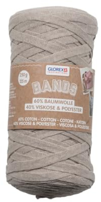 GLOREX 5 1006 01 - Makramee Band, 125 m, 60% Baumwolle 40% Polyester, 250 g Garn für Wandteppiche, Baumwollkordel in Taupe für DIY Handwerk