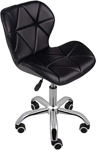Charles Jacobs Home Office Swivel Computer Desk Chair with a Height Adjustable Chrome base and Wheels - Black PU