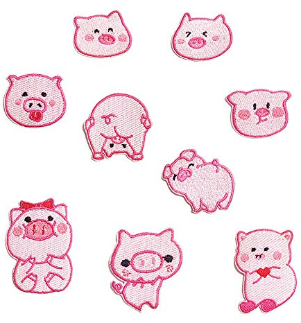 Aufnäher zum Aufbügeln, niedliche Aufnäher für Rucksäcke, Jacken, Kleidung, bestickter Stoff, rosa Schweine.
