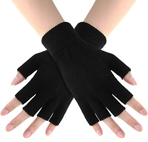 SATINIOR Fingerlose Strick Handschuhe Warme HalbFinger Handschuhe Winter Strick Fahrhandschuhe für Männer Frauen Kaltes Wetter (1 Paar)