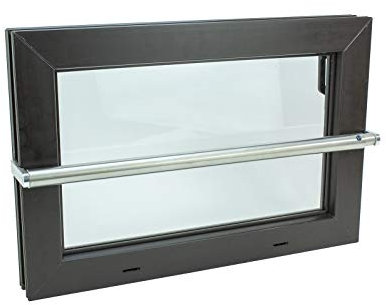 Kellerfenster braun 80 x 50 Isolierverglasung mit Komplett Set Sicherheitsstange und Montagematerial