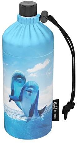 Emil Trinkflasche aus Glas für Mädchen & Jungen isolierte Glasflasche für Schule, Freizeit, Sport: Kinder & Eltern Sea Life 0,4l