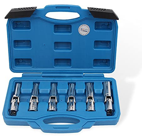 CCLIFE 6 pcs cle a bougie Jeu de Cle Douille Articulée Pour Bougies 3/8 Avec Cardan 8-9-10-12-14-16 mm Conception Pivotante Matériau CR-V