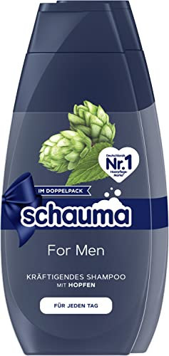Schwarzkopf Schauma Shampoo For Men (2 x 400 ml), kräftigendes Herren Shampoo sorgt für gekräftigtes Haar und pflegt die Haarstruktur, Haarshampoo perfekt für normales Haar