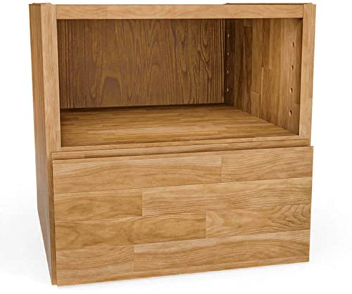 Square Massivholz Regalwürfel + Schublade unten + Einlegeboden | Buche 37,6 x 37,6 x 40 cm | Grundmodul inkl. Zubehör für individuelles Flexibles Würfelregal | Regalsystem mit Erweiterungen