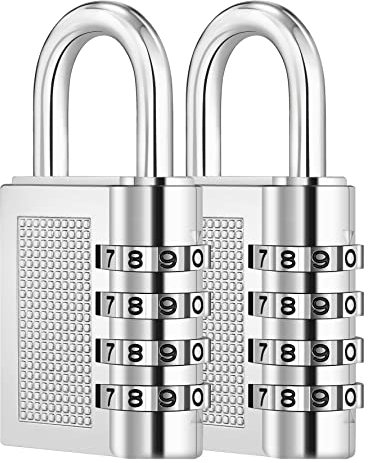 ZHEGE Zahlenschloss Vorhängeschloss, Schloss mit Zahlencode 4 Stellig, Spintschloß für Fitnessstudio, Klein Padlock, Wetterfest Kombinationsschloss für Gartentür, Kellertür, Zäunen (2 Stücke, Silber)