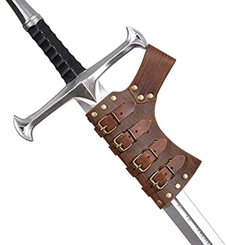 Voiakiu Grenouille médiévale en Cuir,Porte-Fourreau de Ceinture médiéval pour Homme | Ceinture rétro en Faux Cuir pour épées et fourreaux, Noir/Marron, réglable