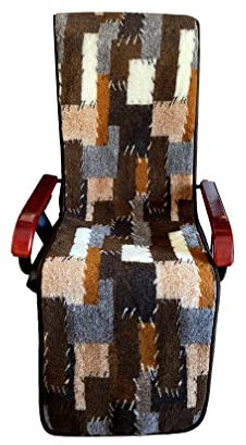 Sesselschoner Anti-Rutsch 100% Wolle, 50 x 200 cm - Braun Muster(Patchworkoptik)