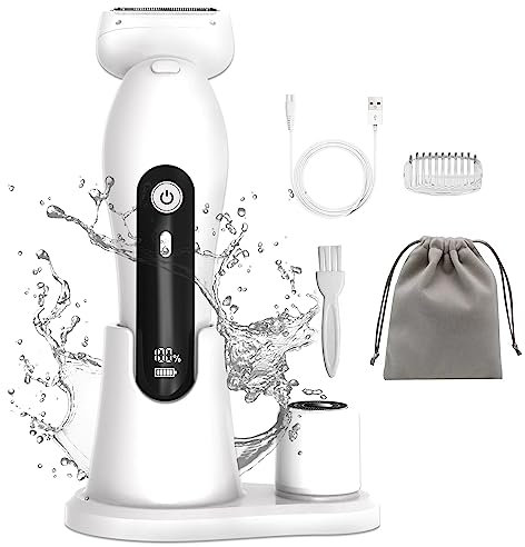 Rasoir Electrique Femme, Asimebesty Tondeuse Electrique Femme pour Visage, Jambes, Bikini, 2 en 1 Epilateur Electrique Femme Sans Fil Avec IPX 7, Base de Tête, Humide et Sec Rasoir Rechargeable Femme