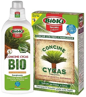 Bioki® Energizzante per Piante Verdi Tropicali Liquido + Concime Naturale Per Cycas Con Azoto Organico, Fosforo E Potassio per Foglie Sempre/Verdi E Rigogliose (COMBO PACK)