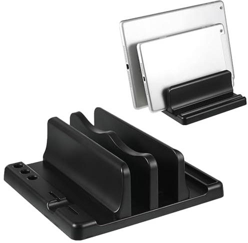 MEMOFYND 1 Piece Single Vertical Laptop Stand, Adjustable, 1 Slot, Vertical Laptop Stand, Laptop Stand Base, Portable Laptop Stand, Desk Storage Rack, Black
