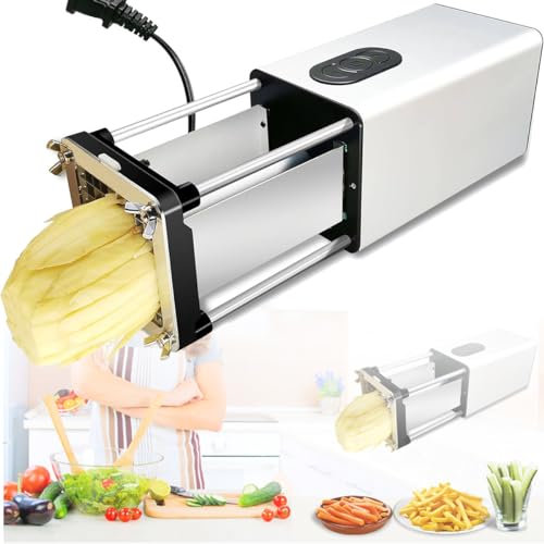 TAHALI Trancheuse de Pommes de Terre Professionnelle – Coupe-Frites électrique Commercial, en Acier Inoxydable avec Lame de 1/2 et 3/8 Pouces – Idéal pour Les Pommes de Terre