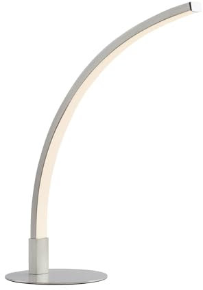 Licht-Erlebnisse LED Tischlampe Metall in Silber matt 34 cm hoch warmweiß 3000 K 293 lm Modern Tischleuchte Wohnzimmer Nachttischlampe Schreibtischlampe