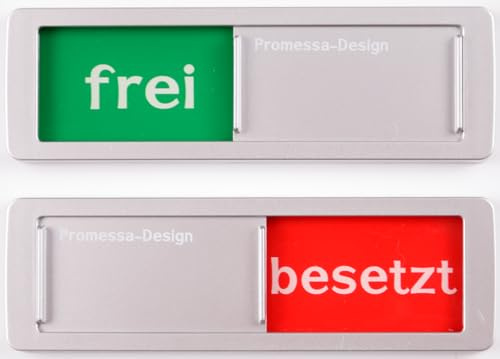 Türschild Frei Besetzt mit Schieber | Türschild Frei Besetzt mit Schieber (13 x 4 cm) – Kunststoff-Besetztgeschild in Aluminium-Optik – Selbstklebend