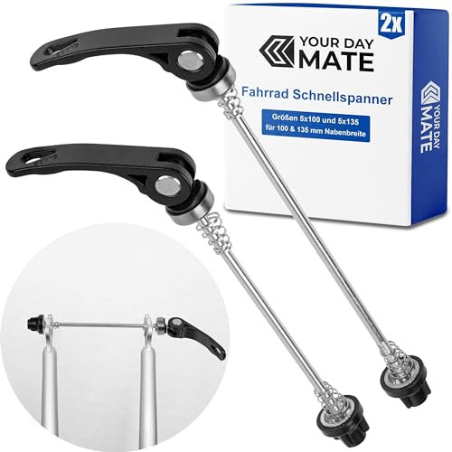 Juego de cierres rápidos, en Negro, tamaños 5x100 y 5x135, para 100 y 130 - 135 mm de ancho de buje, eje pasante para bicicleta de carretera, MTB, bicicleta de trekking, abrazaderas para dos ruedas