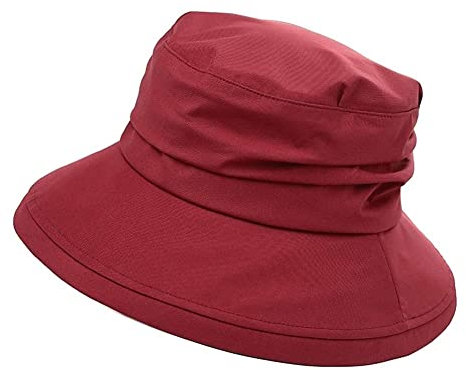 Sonnenhut Damen Eimer Sonnenhut Wasserdichter Regenhut Breite Krempe Wandern Wanderhut mit Kinnriemen Verstellbarer Strandhut (Farbe: 00731-Schwarz) (00737Ared A)