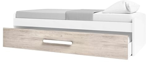 Miroytengo Cama Nido para Habitación Dormitorio Juvenil Estilo Nórdico en Color Roble Sahara y Blanco Mate 90x190 cm