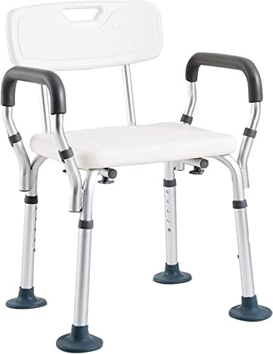 MRKU Sedia da Doccia Resistente, per Anziani disabili, Sgabello da Bagno Regolabile, Maniglie del Sedile con Schienale, Panca per Vasca da Bagno, Sgabello da Doccia