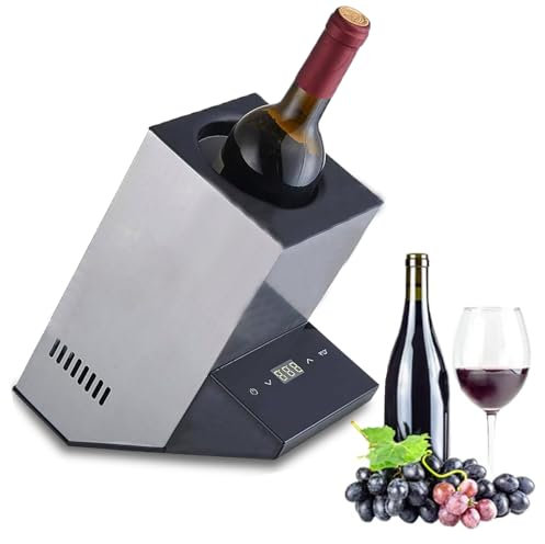 Dfdieratve Enfriador de Vino EléCtrico, Cubo Enfriador de Vino para Vino Tinto y Blanco o Un Poco de ChampáN, Enfriador de Vino de una Sola Botella en el Patio, para Fiestas Junto a la Piscina,C