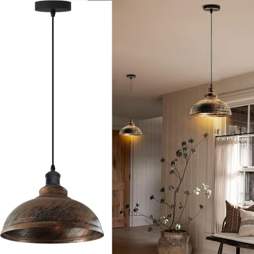LEDSone Moderne Vintage-Pendelleuchte, industrielle Hängeleuchte, ideal für Esszimmer, Bar, Clubs, Restaurants (gebürstetes Kupfer)