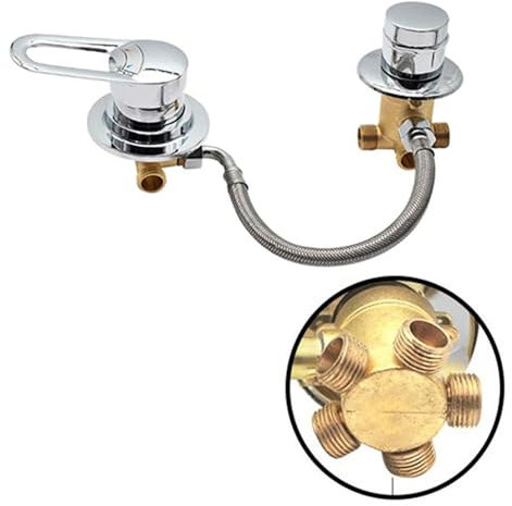 Solid Brass 5 Way Shower Diverter Valve for Bathroom Faucet Tap Hot & Cold Water Mixer Intubation Bathtub Tap Ideal for Shower Cabin and Steam Room