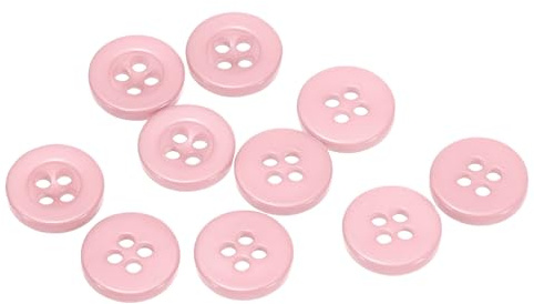 QUARKZMAN 10 Stück Harz Knöpfe Pink Nähknöpfe 11,5mm Runde Bastelknöpfe Buttons zum Annähen Flach 4-Loch Ersatzknöpfe für Nähen Hemd Kleidung Blusen DIY Handwerk Scrapbooking Dekorieren