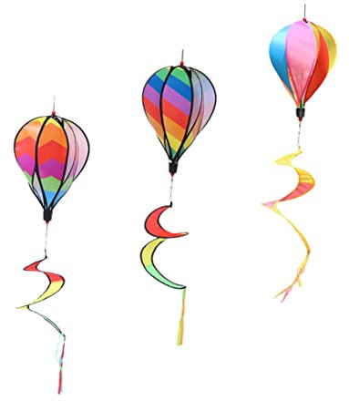 FONDOTIN 3pièces Girouettes à Suspendre Forme De Montgolfière Décorations De Jardin Suspendues Moulin à Vent Extérieur