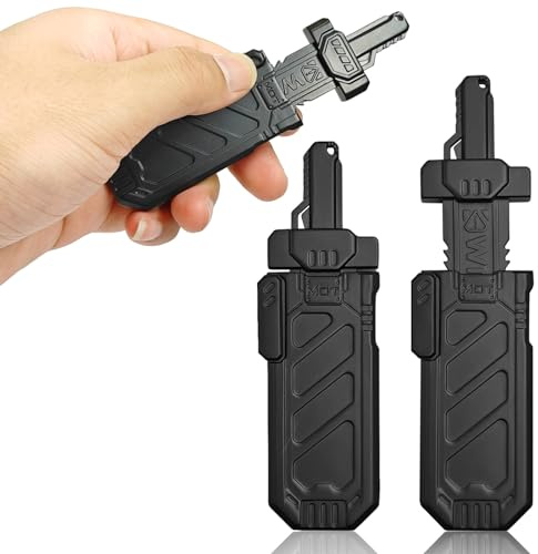 SKEDC Metal Sword Fidget Toy for Adults, Ejectable Fidget Slider Ratchet Sound Stress Relief Toy ADHD Tools, Quiet Fidget Toys for Office & Home, Best Gadgets for Men (Black)