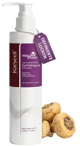 Karseell MACA CARE SYSTEM Stylingkräm lockigt hår definition lockar fuktgivande reparation anti-frizz sulfatfri parabener argan murumuru keratin glans volym glans 200 ml
