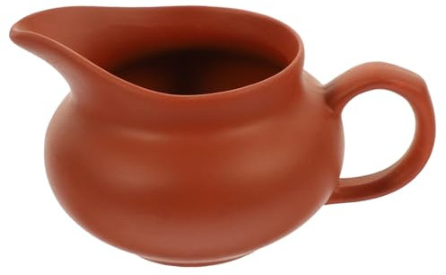 Gatuida Hervidor De Leche Cerámico Vintage Dispensador Portátil Para Salsas y Aderezos Para Casa y Cafetería Ergonómica y Diseño Elegante Rojo