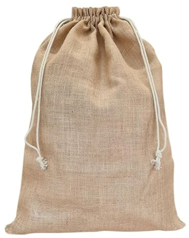 | 1 Jutesäckchen - 70x50 cm - 100% Jute, Geschenkbeutel, Dekoration, Aufbewahrung, Winter-Topfschutz (Natur)