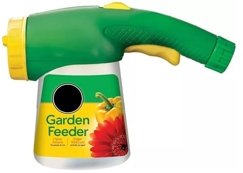 Feeder Hose-End Garden Fertiliser Sprayer for Soluble Plant Food, Multiple Spray Patterns, Feed and Water in One Step Ideal for Lawns, Vegetables, Flowers, Shrubs (Green - 1 Pack)