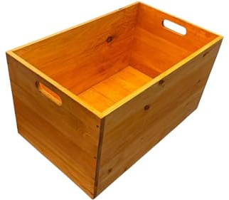 weeco Holz-Aufbewahrungstruhe mit Rollen, 73 x 45 x 40 cm, Kiefernholz, Eichenfarbe, Multifunktionale Lagerkiste für Kaminholz, Spielzeug, Decken