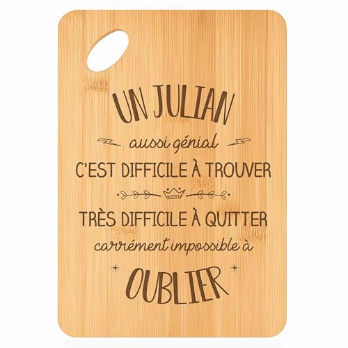 Planche à découper Un Julian aussi génial - Plateau Apéro en Bambou Cadeau Gravé pour Homme Cuisine Barbecue