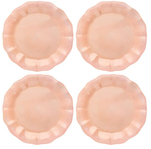 Karma, 10.75 inches Melamine Dinner Plates Set of 4, Reusable Dishwasher Safe Plates for Outdoor and Indoor, Olivia Blush