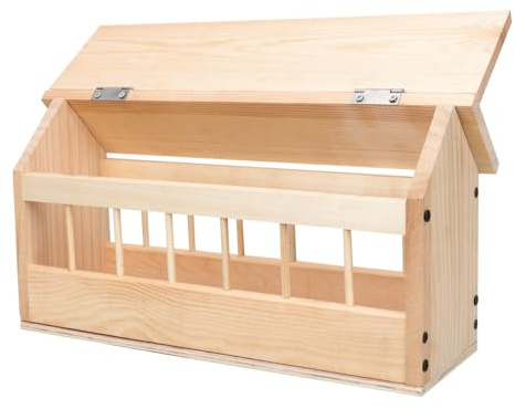 DECOMELODY Automatischer Taubenfütterer Holz 40cm Mit Multi Schlitzen Spritzwassergeschützt Vogelhäuschen Für Draußen Wellensittiche Kanarienvögel Nymphensittiche